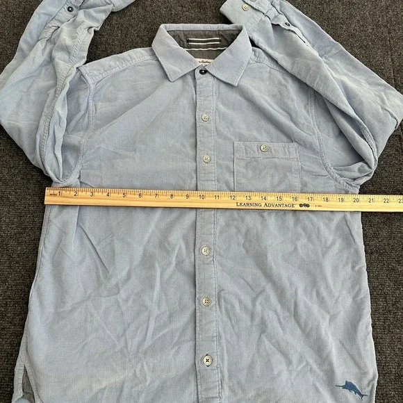 Tommy Bahama Coastline Cord Size Small Mens Blue Corduroy Embroidered Logo Shirt - Picture 8 of 11